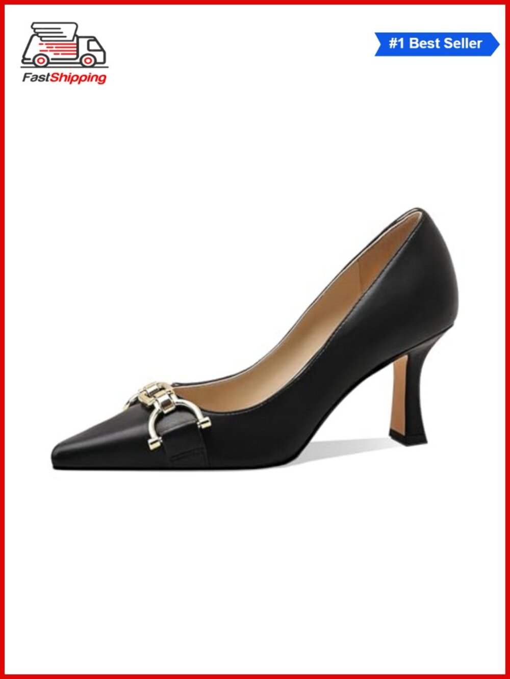 ✨ Pointed Toe Kitten Heel Pumps - Faux Leather Dress Heels for Wedding Prom Work